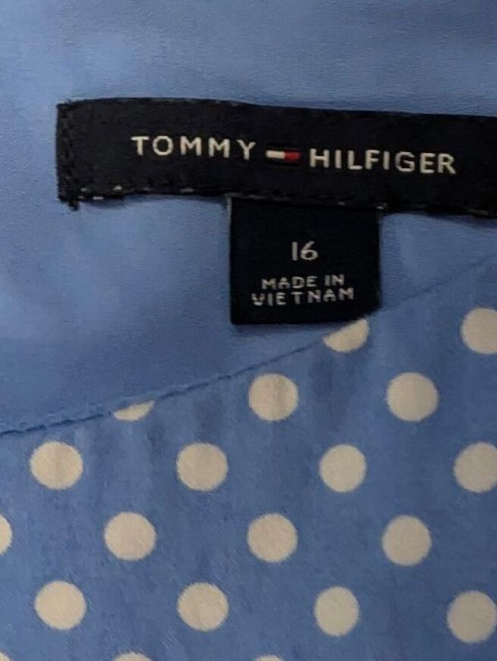Tommy Hilfiger Light Blue Polka Dot Sleeveless Dress with Belt Size 16 - Picture 4 of 9